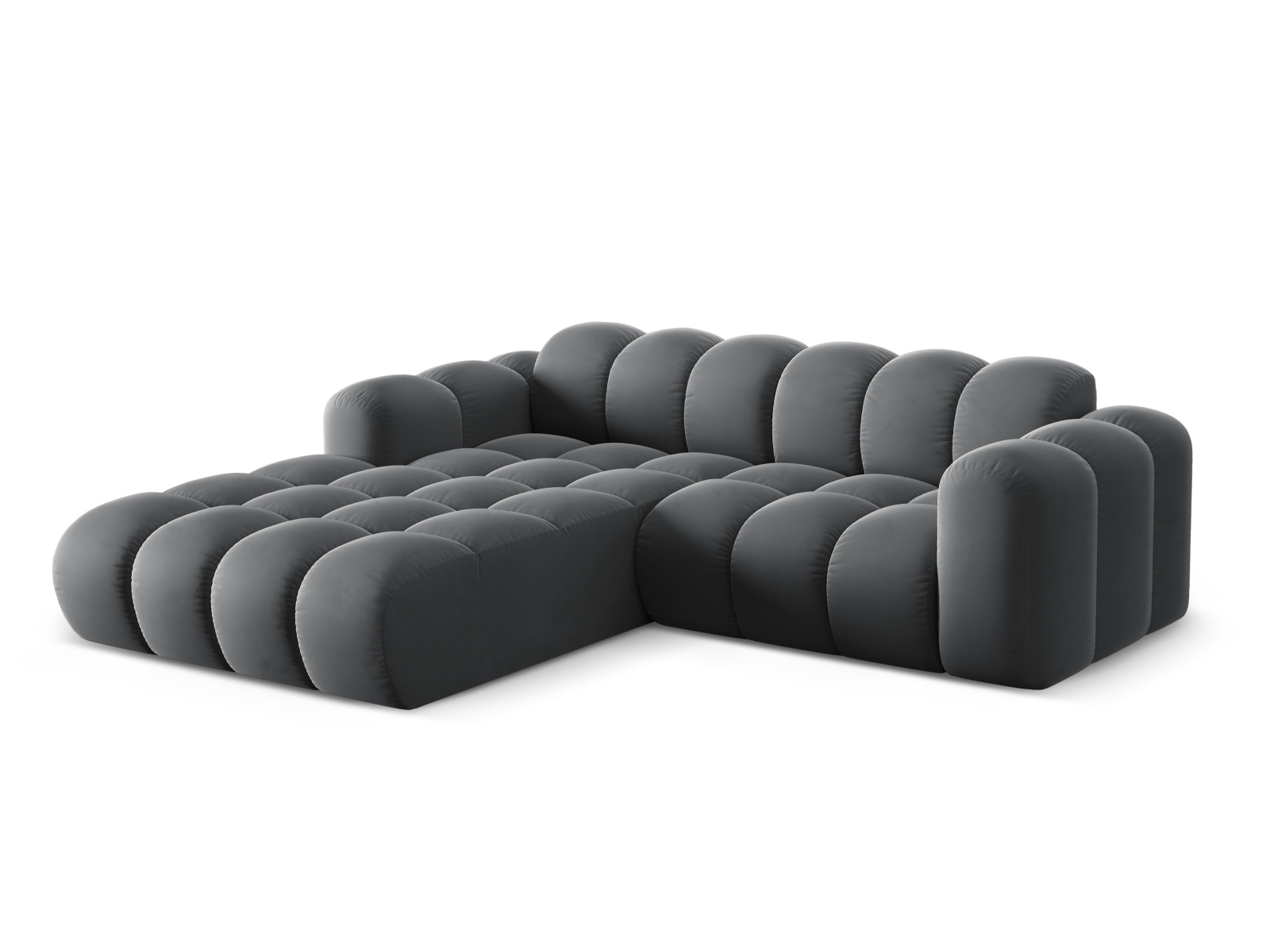 Cosmopolitan Design Ecksofa Treno 3-Sitzer Samt Bluvel Grau Links