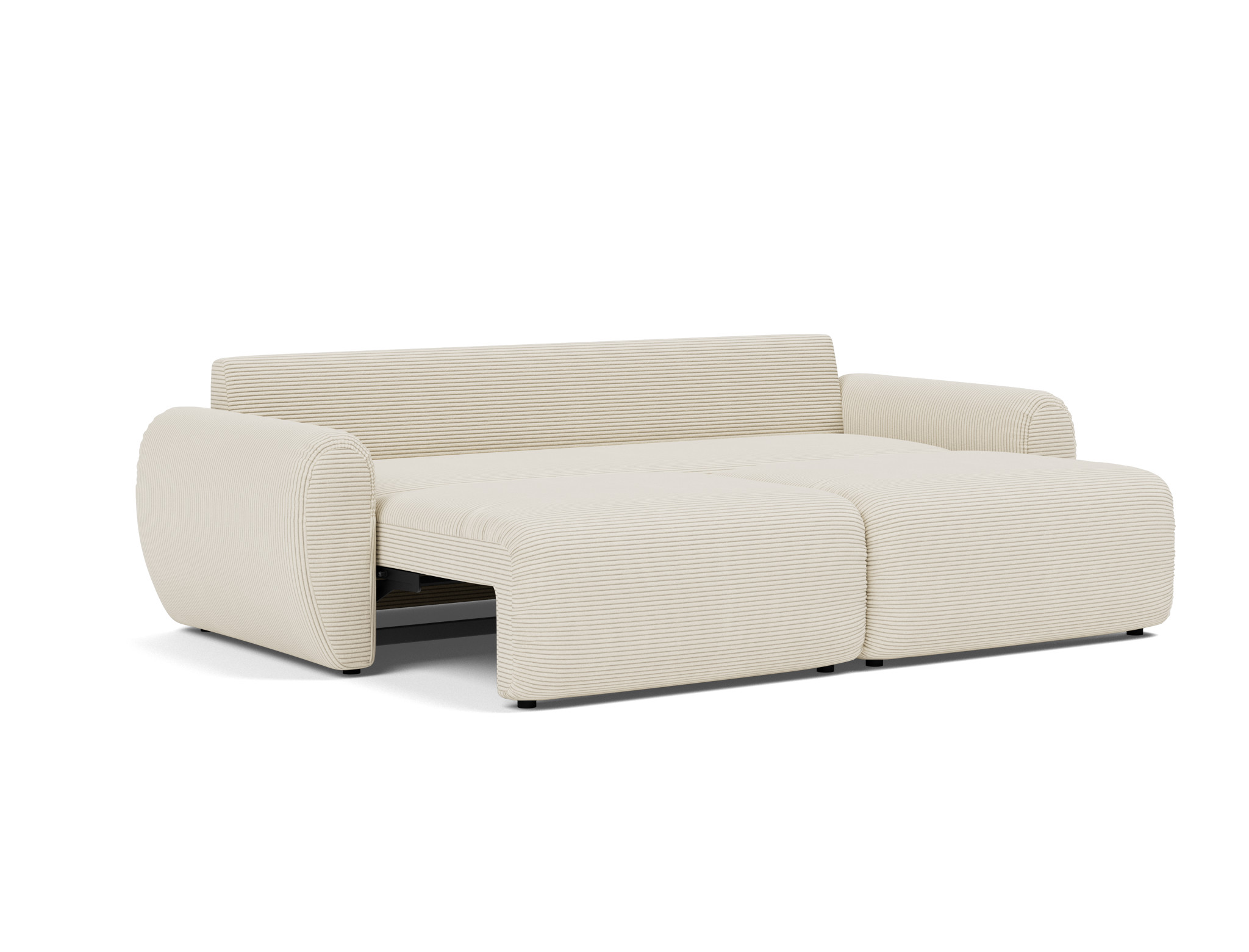 Schlafsofa Norum mit Curve-Armlehnen Kord Corduroy 594-Ivory
