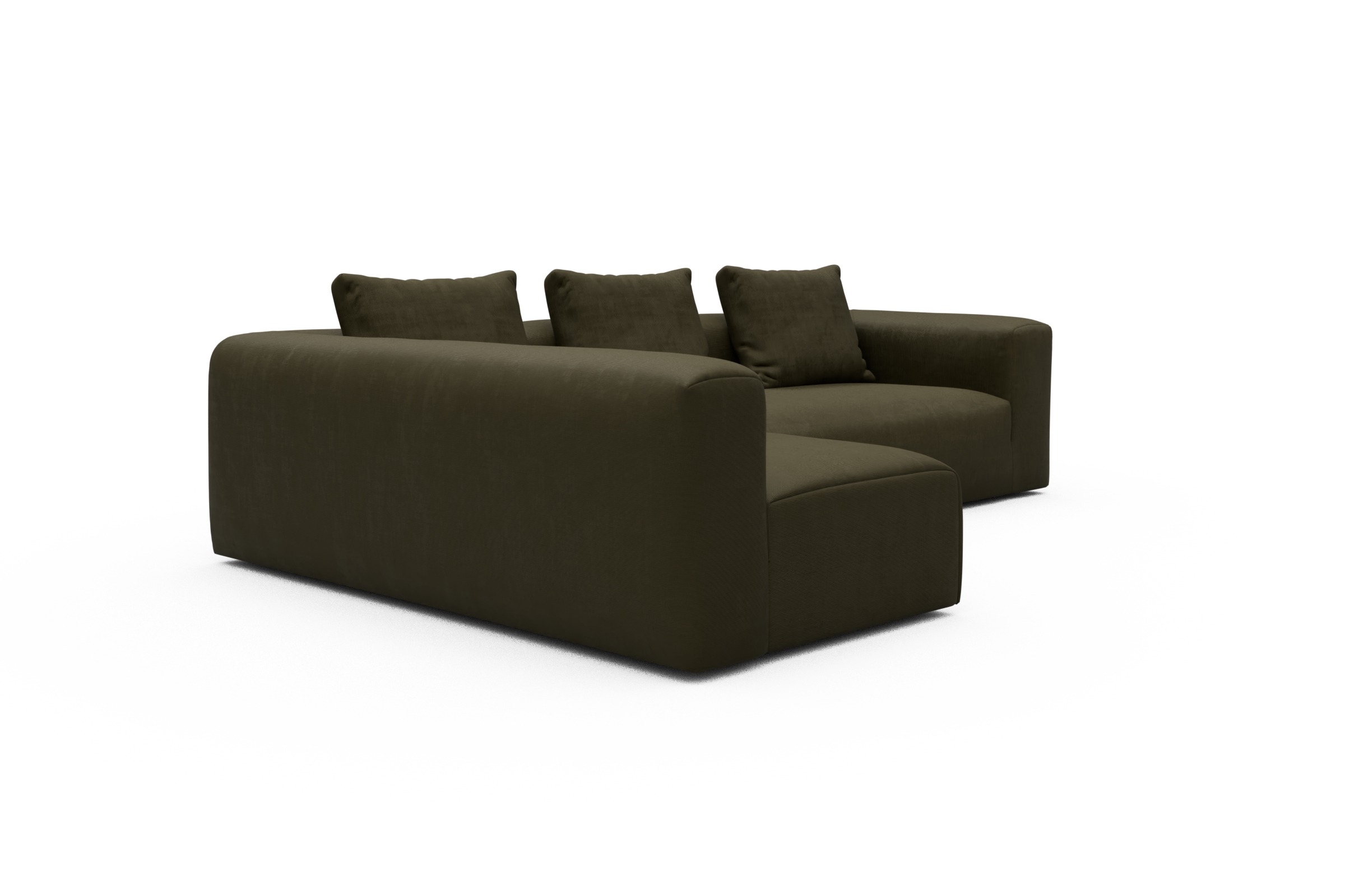 Ecksofa Fred 2x 2,5-Sitzer links offen Cordufine-Pine-Green