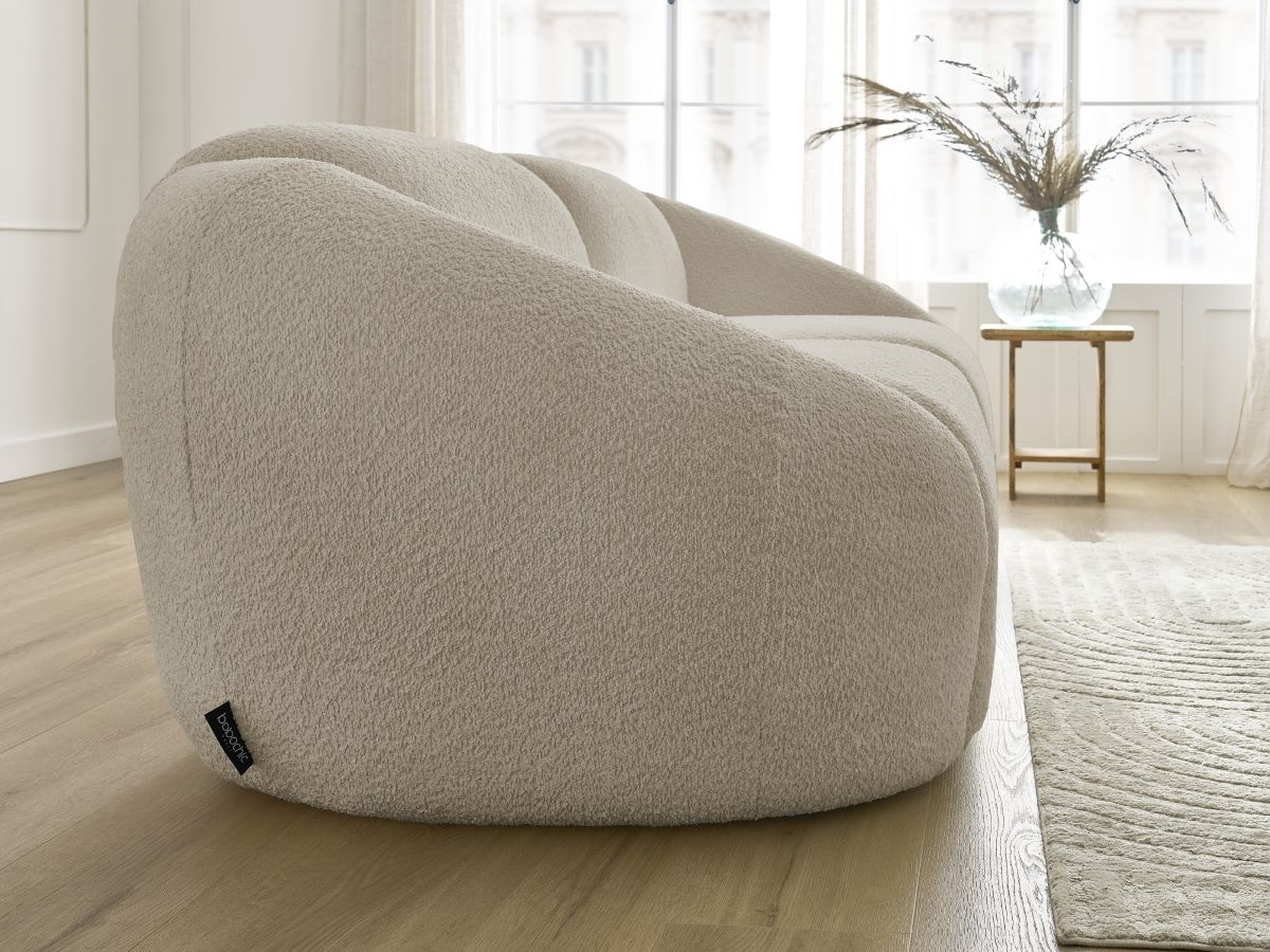 Bobochic Tina Sofa 3-Sitzer Bouclé-Stoff Beige
