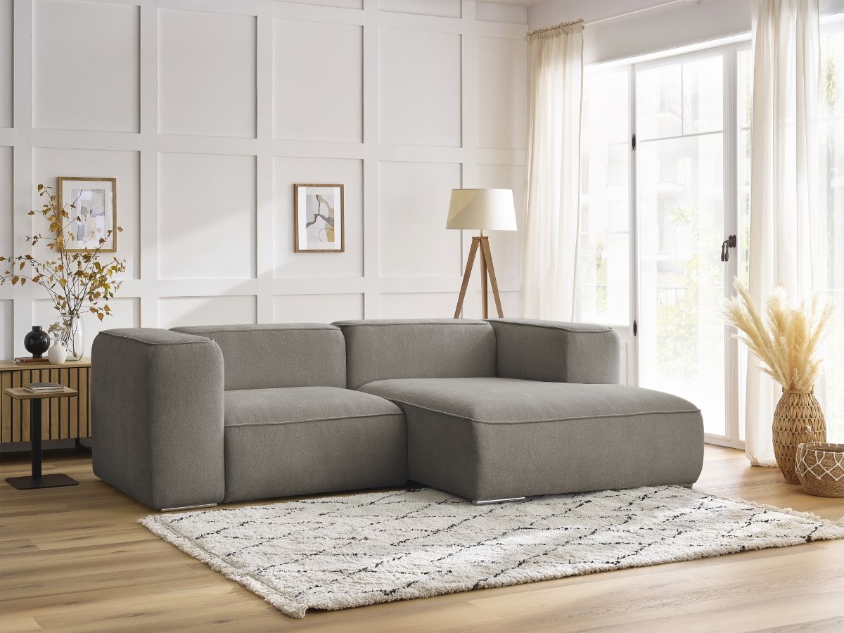 Bobochic Zephyr Ecksofa 260 × 165 cm Strukturstoff Taupe Ecke rechts