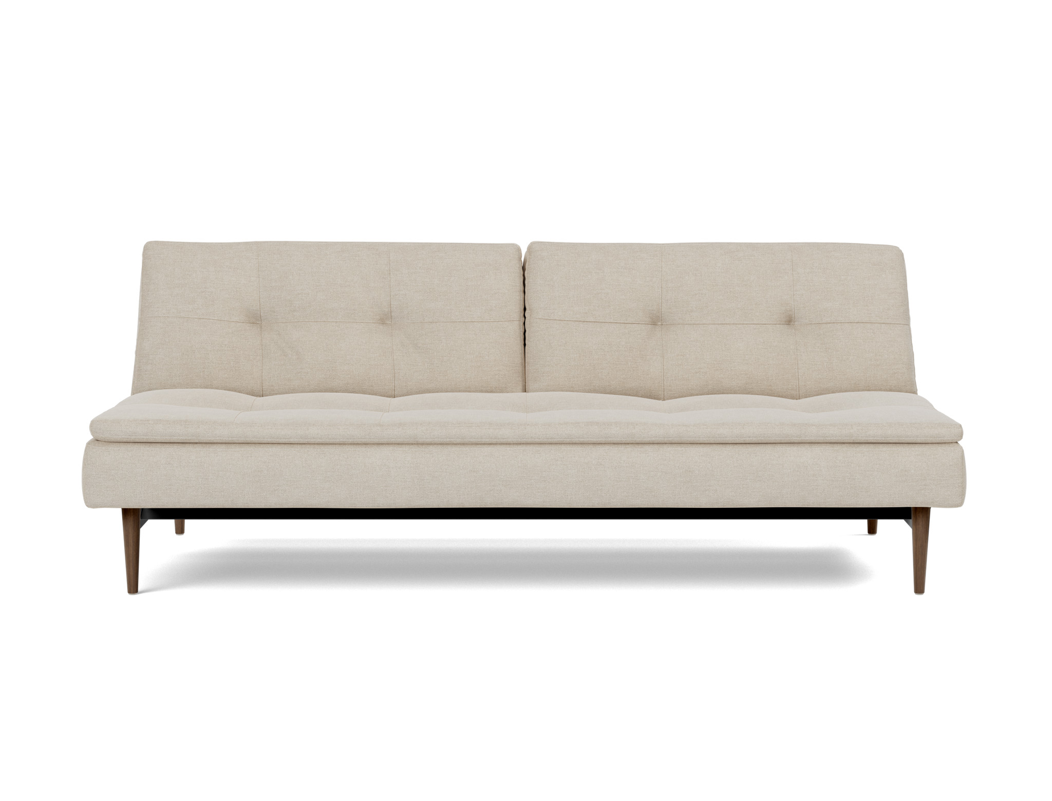 Schlafsofa Dublexo Flachgewebe Phobos 586-Latte Beine Styletto Eiche dunkel