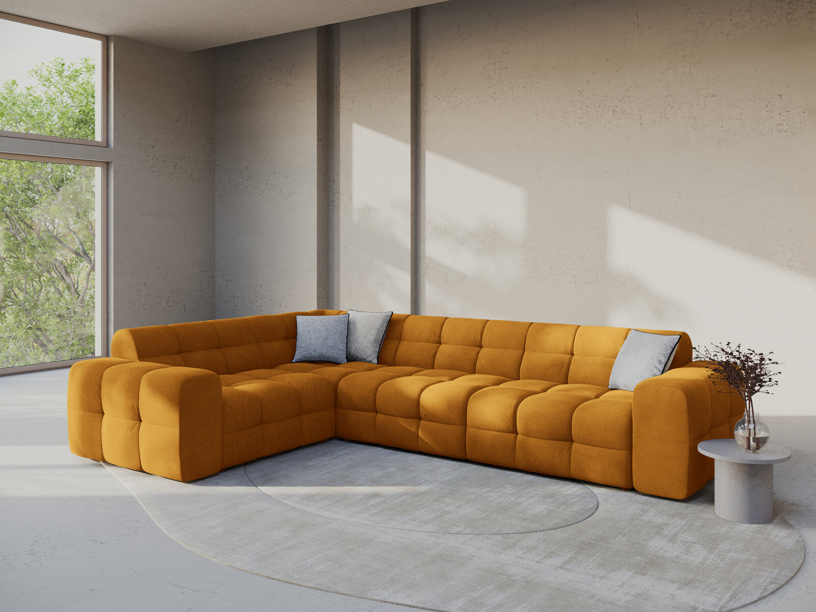 Micadoni Ecksofa Kendal 6-Sitzer Links Samt Senf