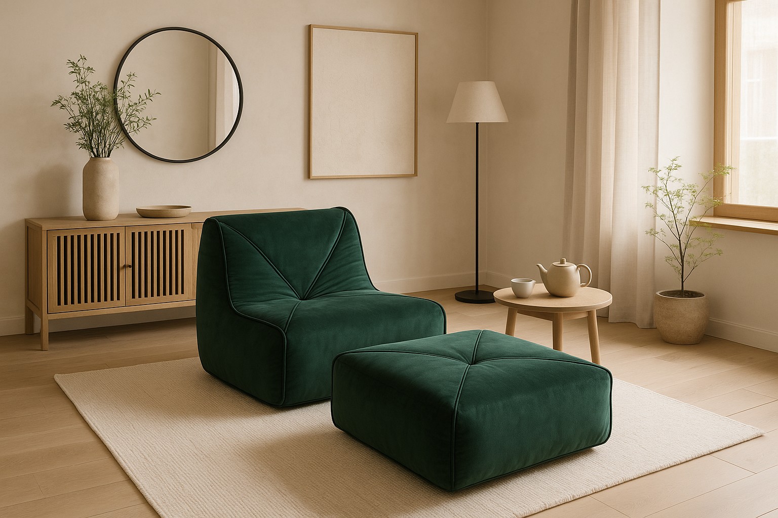Livin Hill Sessel mit Fußhocker Nua Flaschengrün