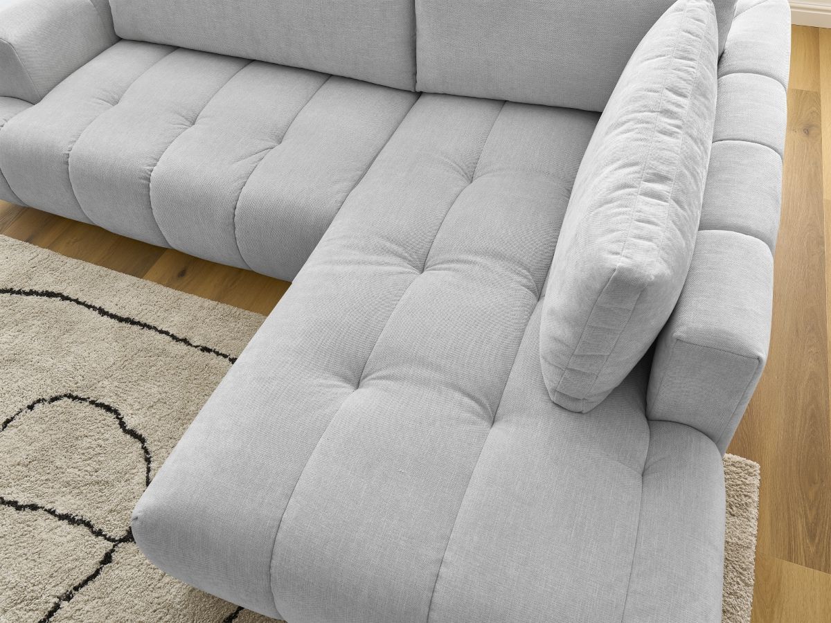 Bobochic Fuji Ecksofa mit Schlaffunktion und Bettkasten 282 × 204 cm Stoff Hellgrau Ecke rechts