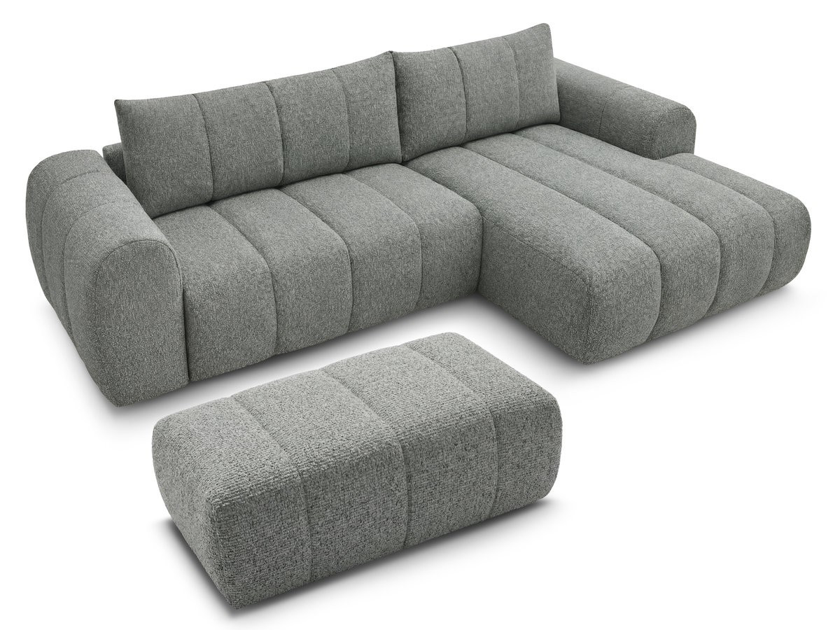 Bobochic Nesty Ecksofa 272 cm mit Pouf Melange-Stoff Dunkelgrau Ecke rechts