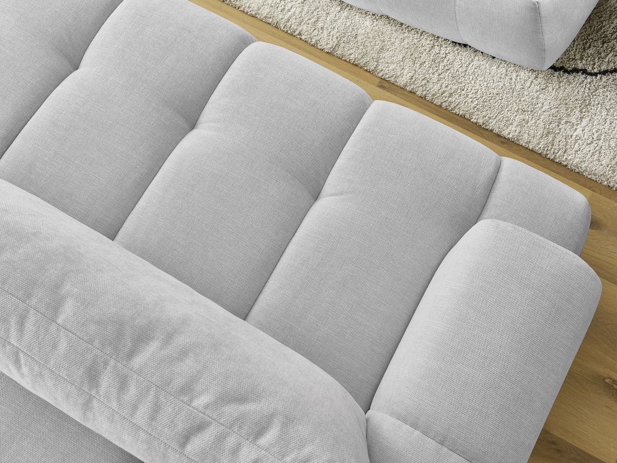 Bobochic Fuji Schlafsofa 3-Sitzer mit Bettkasten und Pouf Stoff Hellgrau