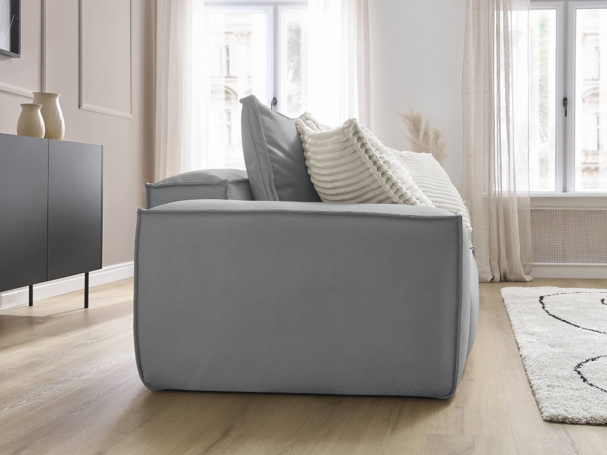 Bobochic Boheme Sofa 3-Sitzer Kunstleder Hellgrau