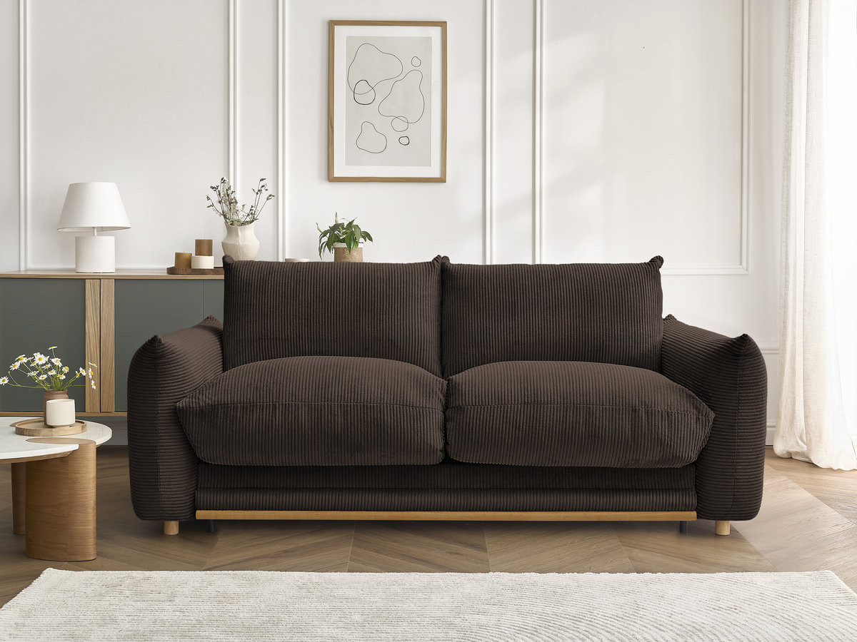 Bobochic Ernest Schlafsofa 3-Sitzer, Liegefläche 140 / 160 × 190 cm Cordsamt Braun, Liegefläche 140 × 190 cm