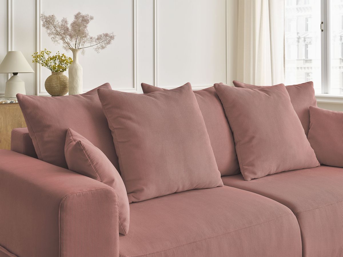 Bobochic Sidonie Schlafsofa 3-Sitzer mit Bettkasten Cordsamt Rosa