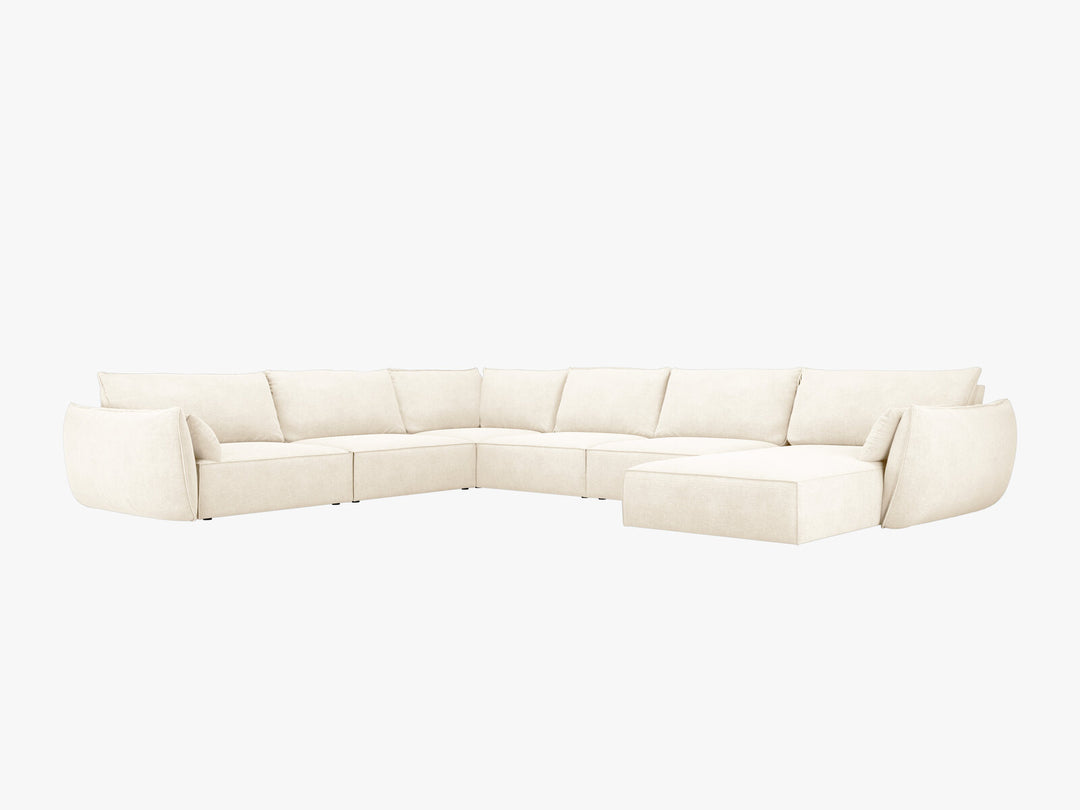 Micadoni Panorama-Ecksofa Kaelle 8-Sitzer Links Chenille Over The Horizon Helles Beige