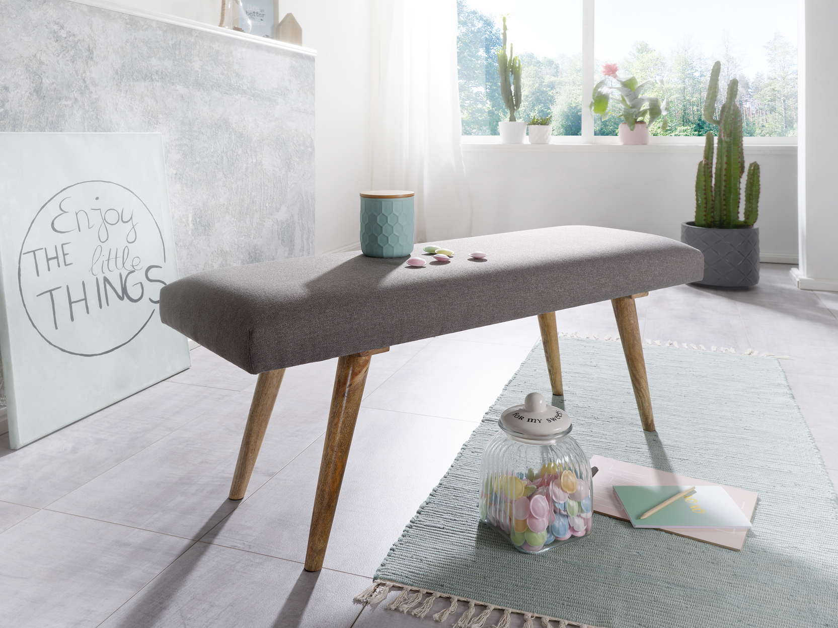 Sitzbank Fanoe Stoff Grau 117 × 38 × 51 cm