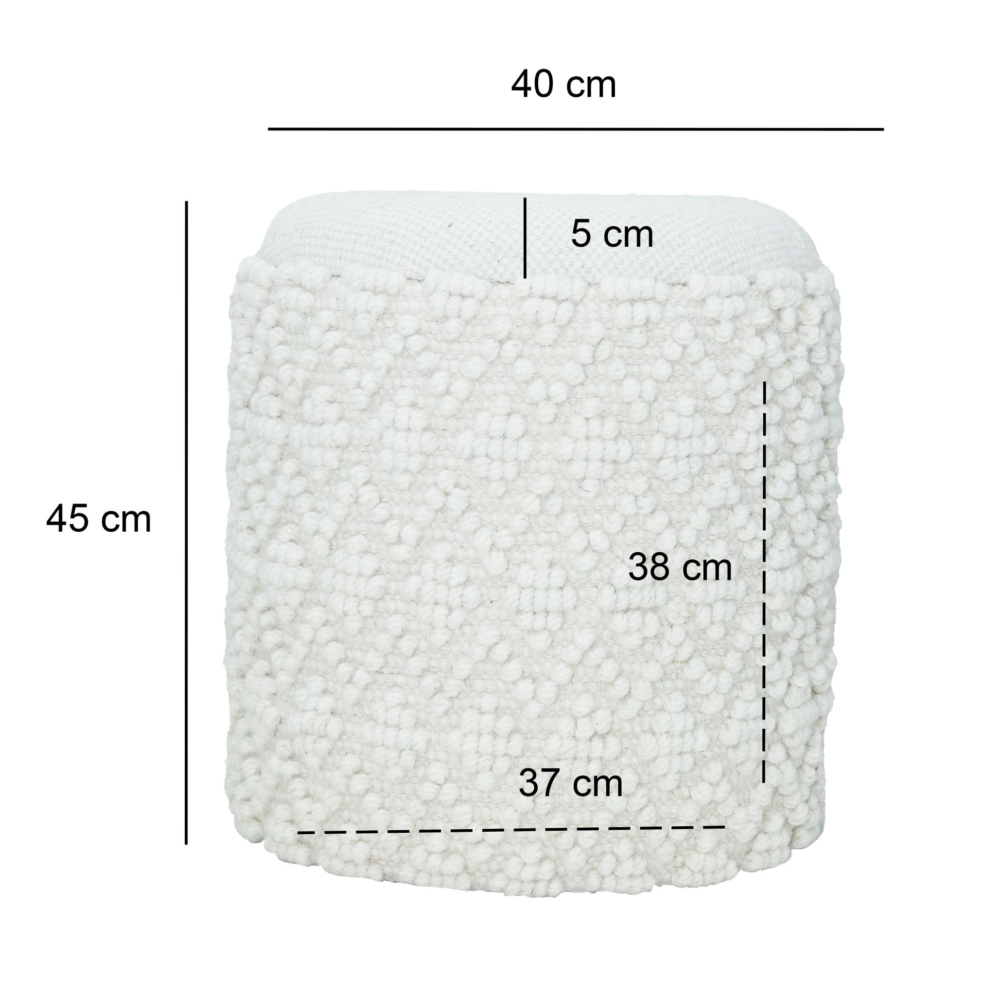 Sitzhocker Oppaker Stoff Weiß Ø 40 cm