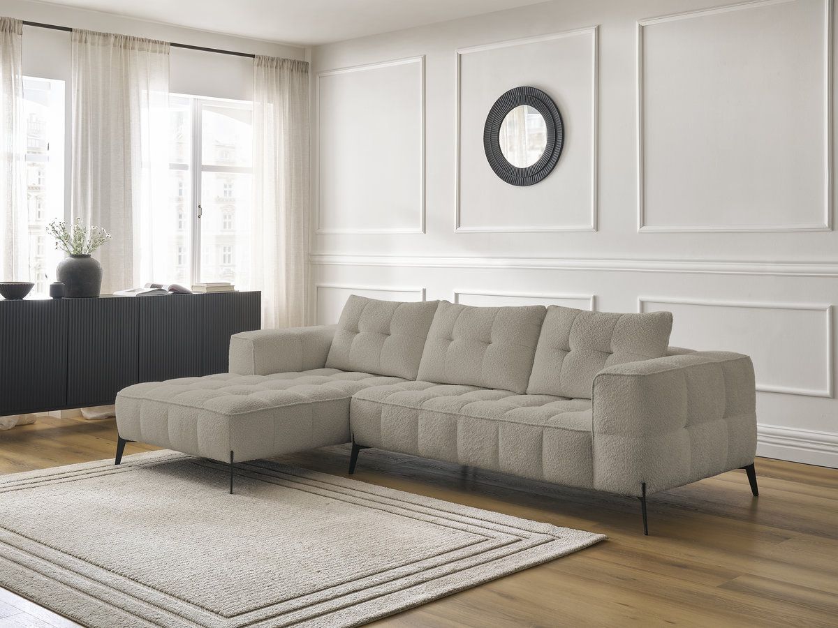 Bobochic Anis Ecksofa Bouclé-Stoff Taupe Ecke links