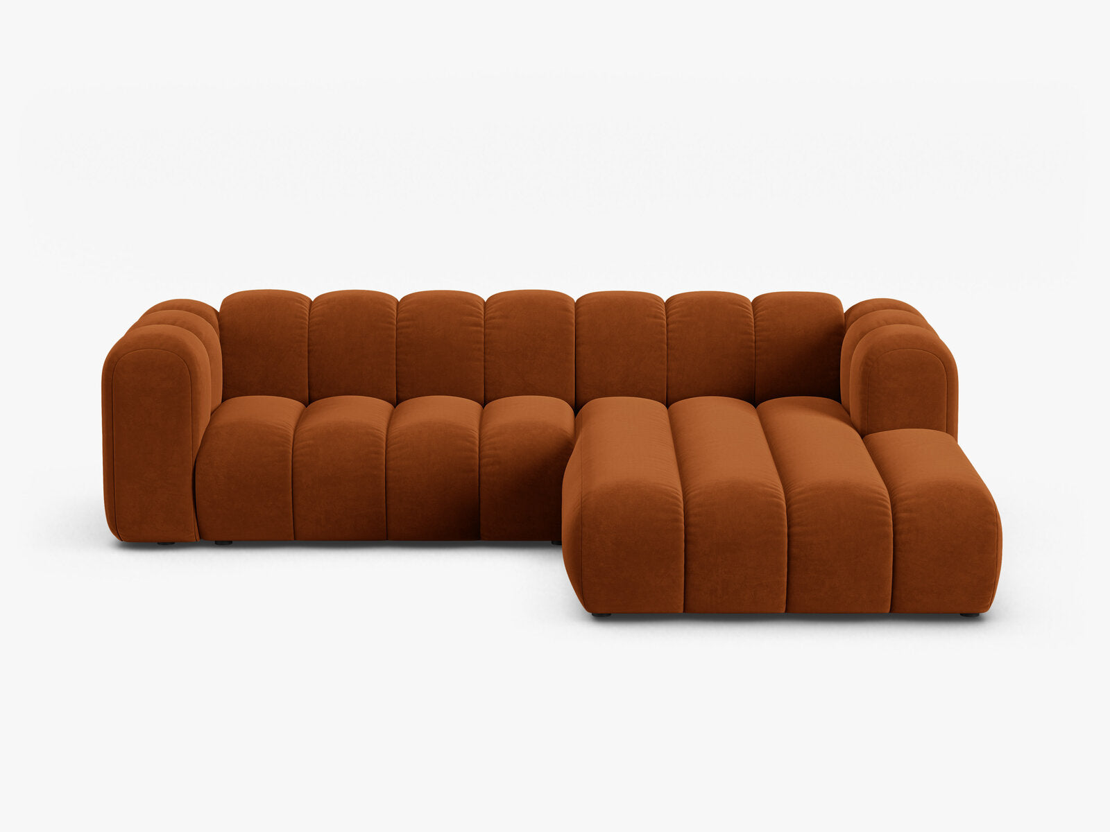 Micadoni Modulares Ecksofa Lupine 4-Sitzer mittelgroß Rechts Samt Salvador Terrakotta
