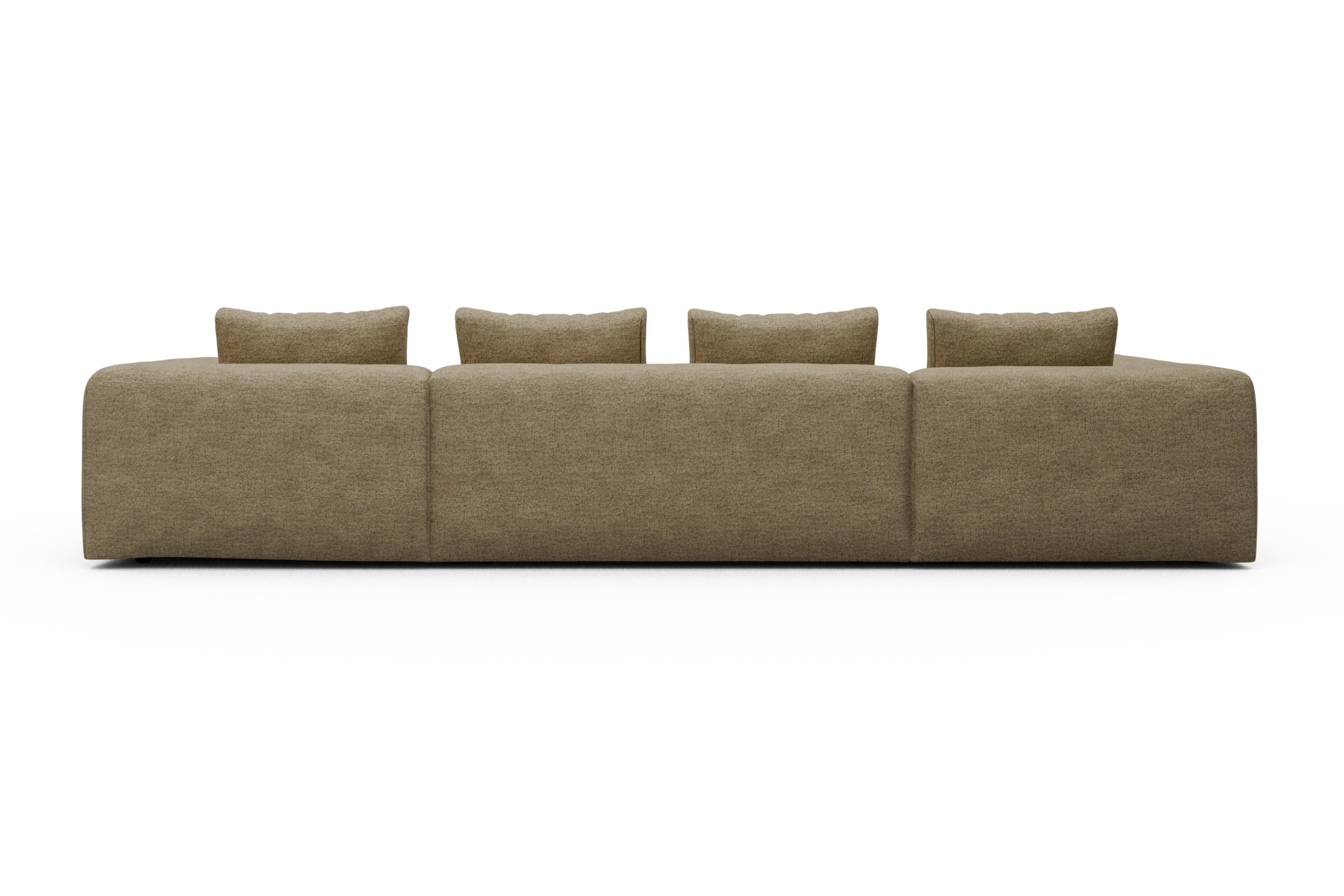 Wohnlandschaft Fred Relax-Ecke links mit 2-Sitzer und Chaiselongue rechts Boucle Carreno 774-Sicilian-Yellow