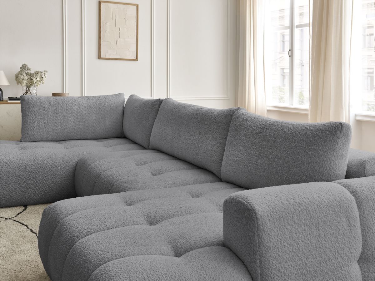 Bobochic Fuji Wohnlandschaft Bouclé-Stoff Dunkelgrau Ecke rechts