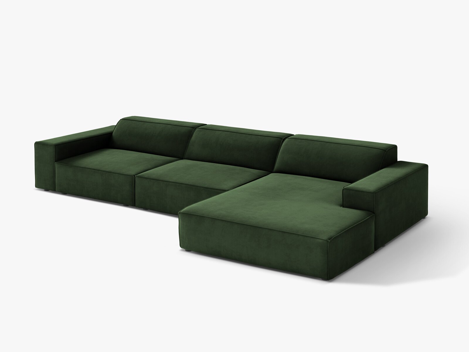 Micadoni Ecksofa Jodie 4-Sitzer Samt Venus Flaschengrün Rechts
