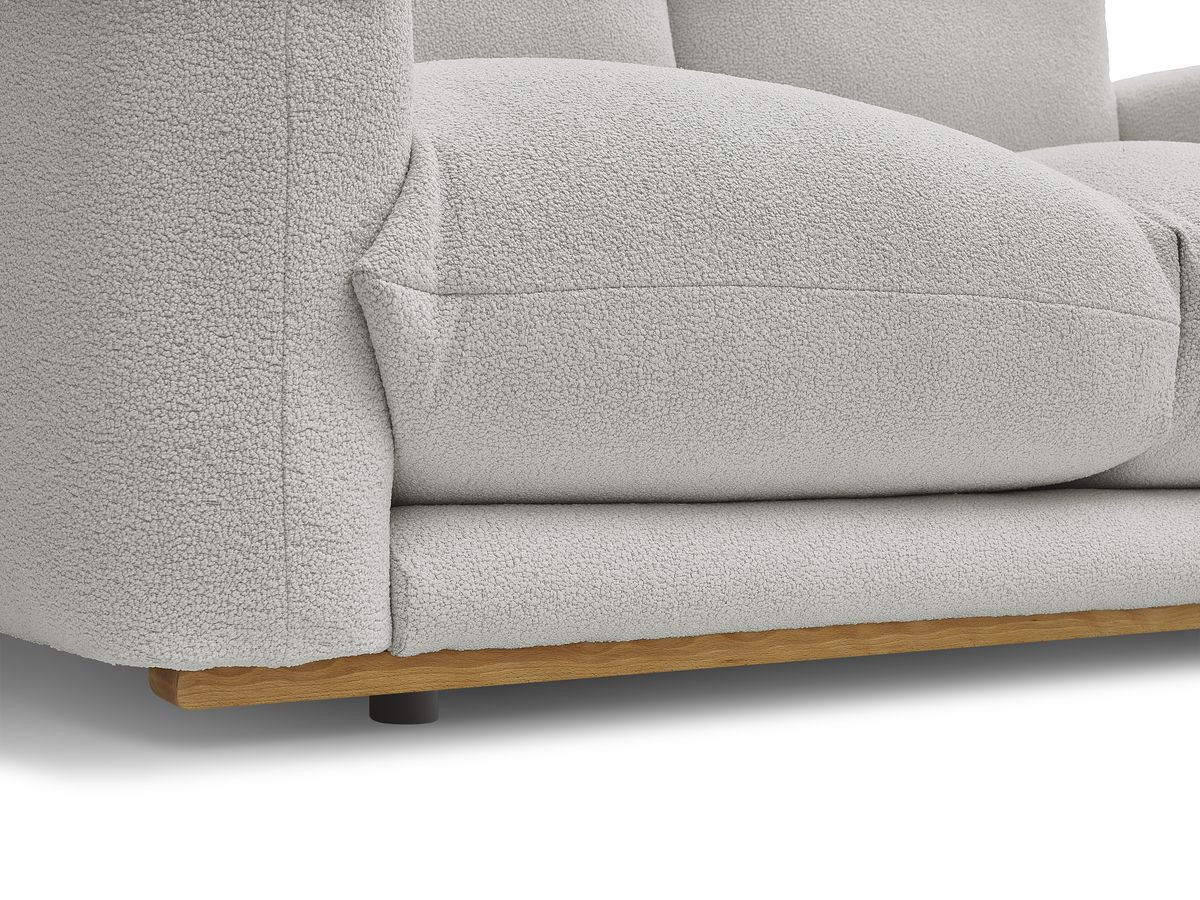 Bobochic Ernest Sofa 3-Sitzer mit Pouf 266 × 106 cm Bouclé-Stoff Hellgrau