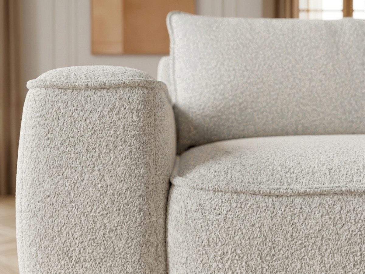 Bobochic Honore Ecksofa mit Schlaffunktion und Bettkasten Chenille Weiß