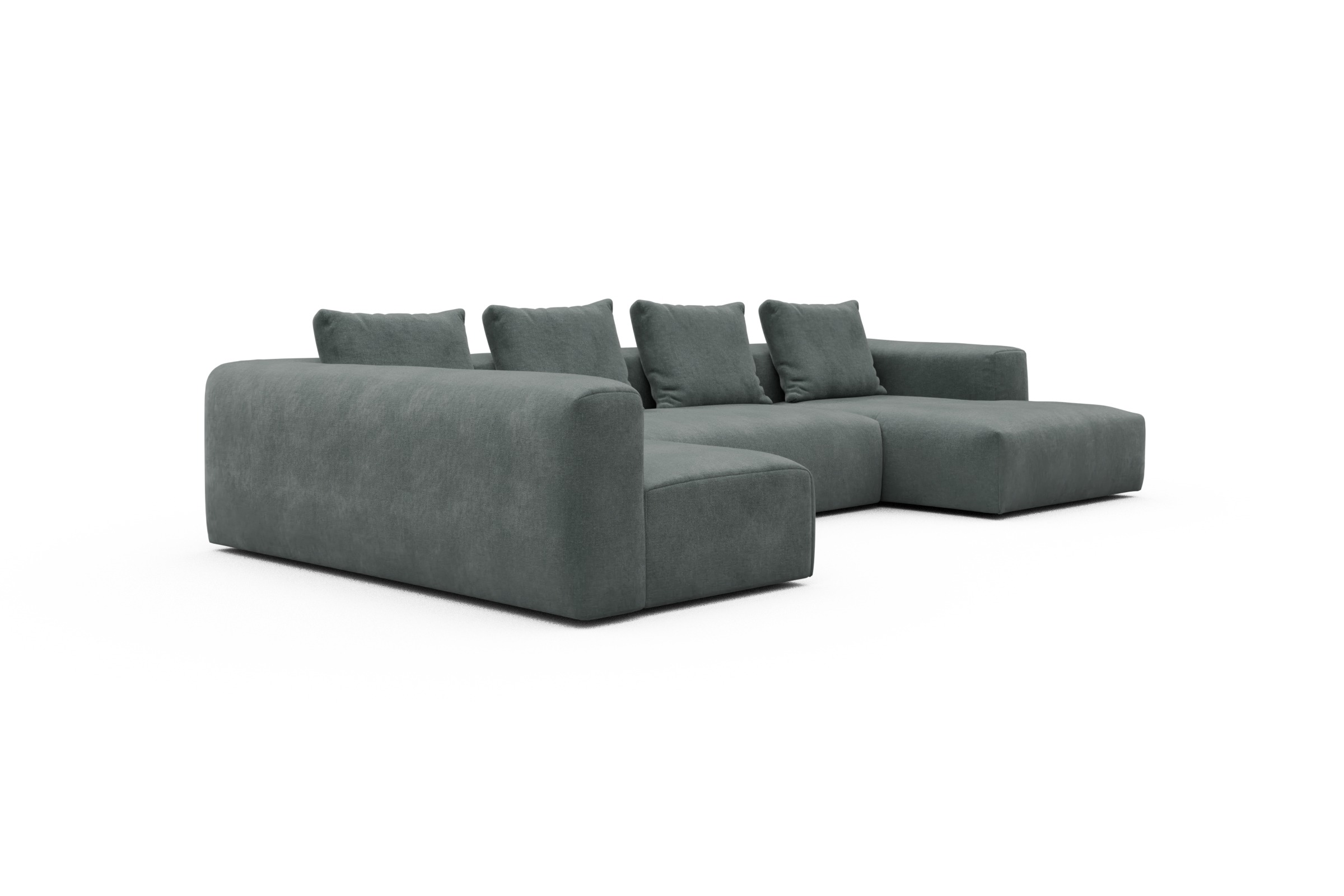 Wohnlandschaft Fred Chaiselongue rechts mit 2-Sitzer und lange Armlehne links Smooth-Silver-Grey