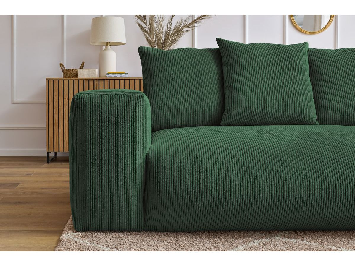 Bobochic Voltaire Ecksofa mit Pouf 268 × 214 cm Cordsamt Grün Ecke rechts