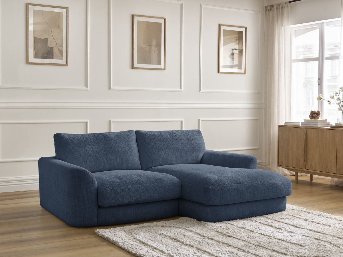 Bobochic Leonore Ecksofa Strukturstoff Dunkelblau Ecke rechts