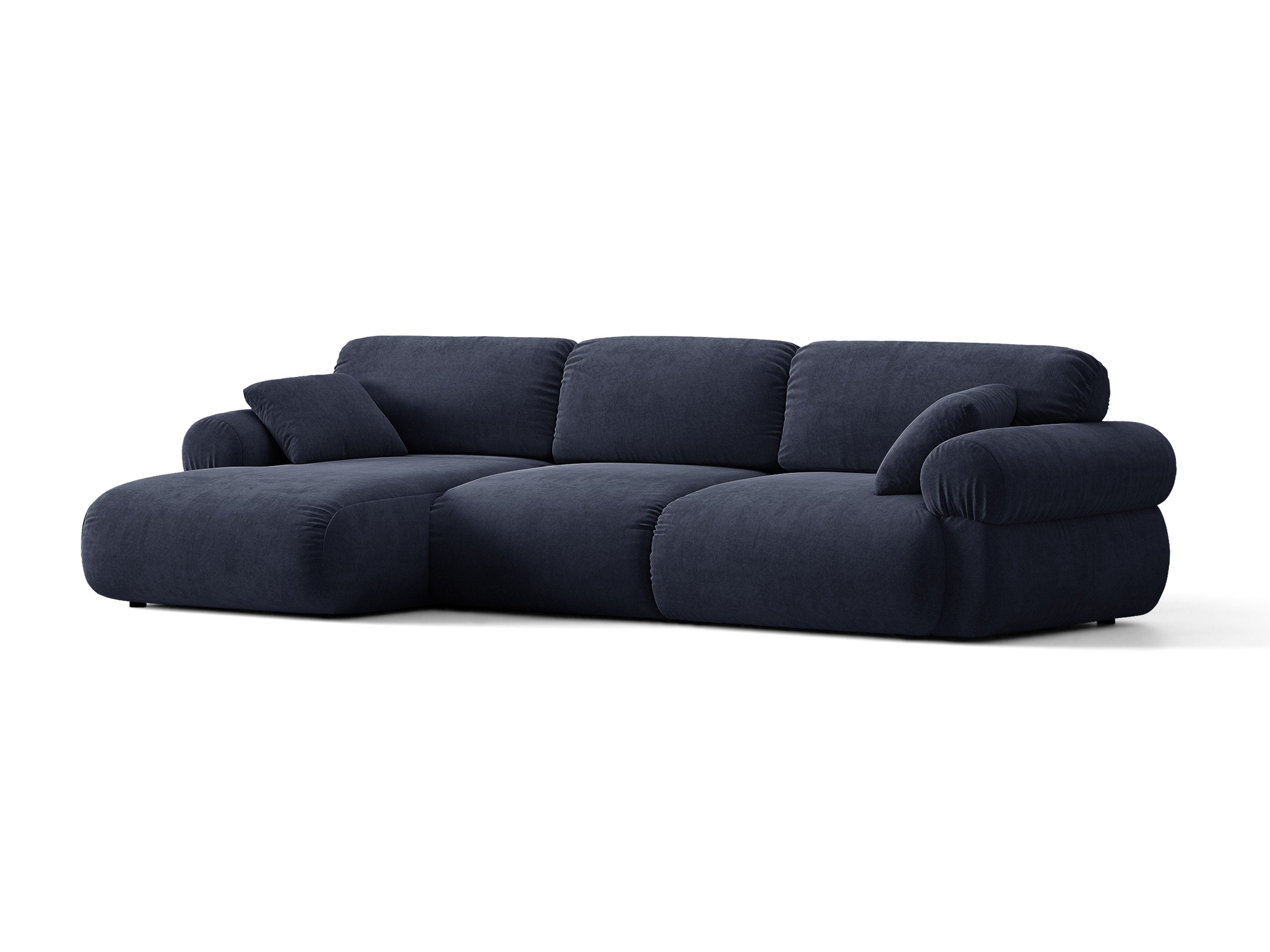 Micadoni Ophelia Ecksofa 6-Sitzer Strukturierter Stoff Liberty Marineblau Links