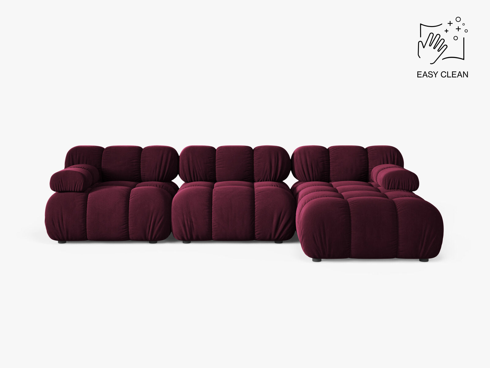 Micadoni Modulares Ecksofa Bellis 4-Sitzer Rechts Samt Venus Burgunder