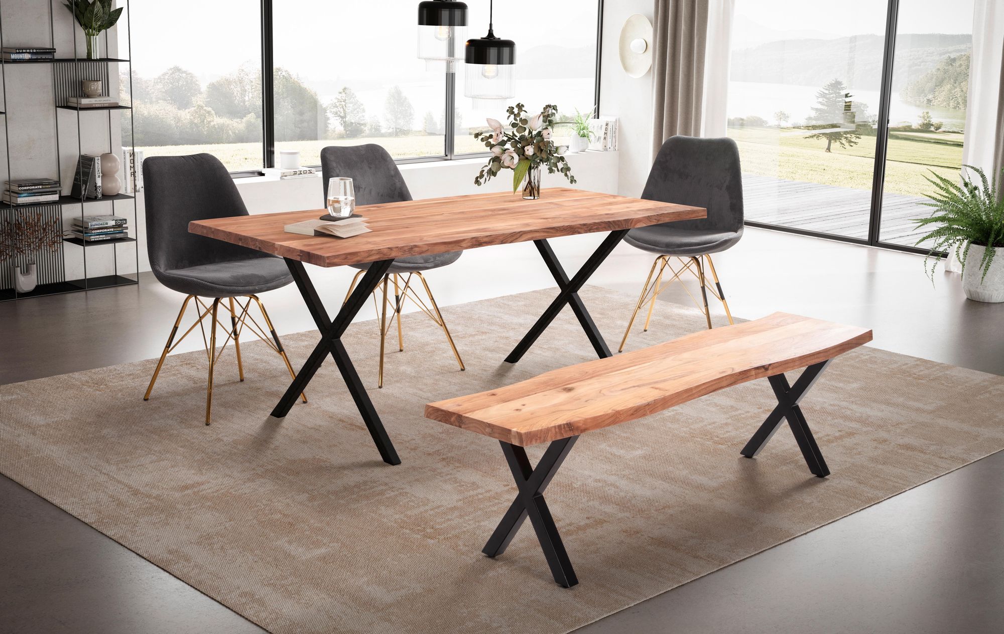 Baumkantentisch Kvalsund Akazie Massivholz 120 cm