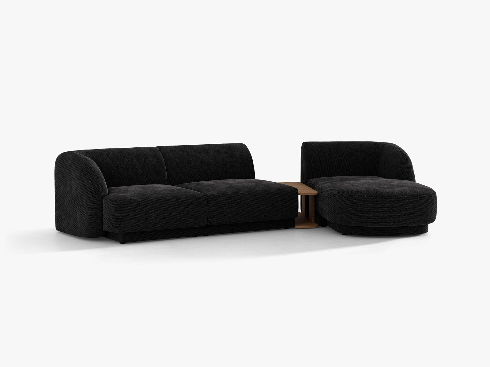 Micadoni Modulares Sofa Miley mit Recamiere 3-Sitzer Rechts Chenille Haga Schwarz