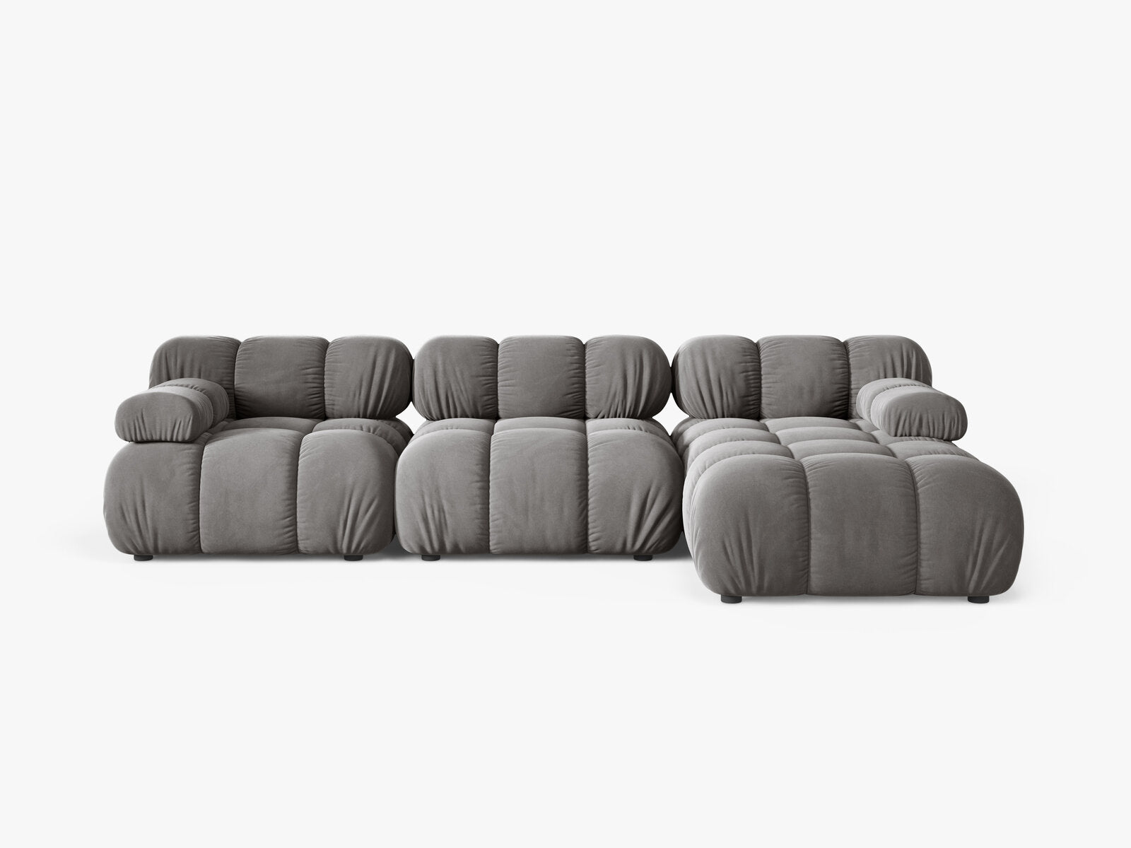 Micadoni Modulares Ecksofa Bellis 4-Sitzer Rechts Samt Bluvel Hellgrau