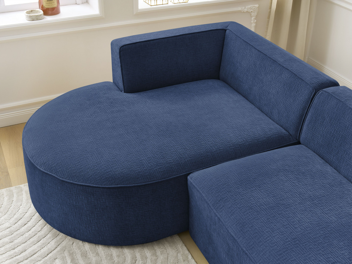 Bobochic Rousseau Ecksofa Strukturstoff Dunkelblau Ecke links