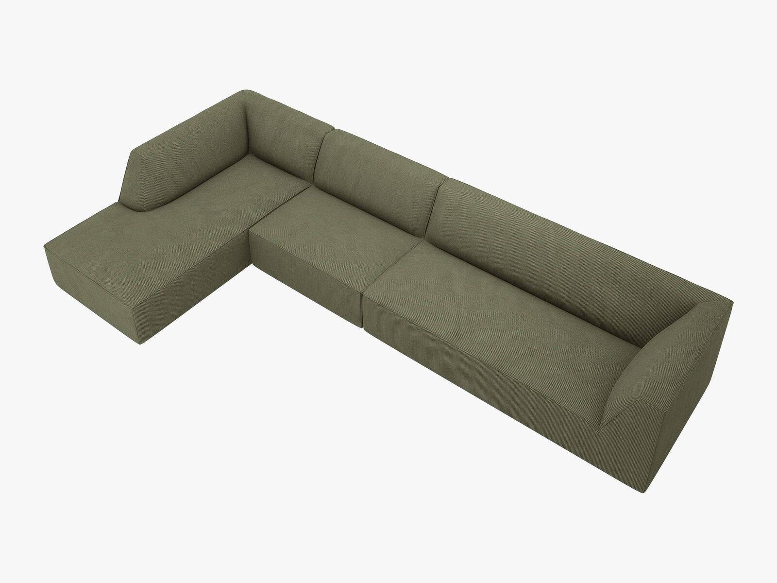 Micadoni Ecksofa Ruby 5-Sitzer Links Kord Scala Grün