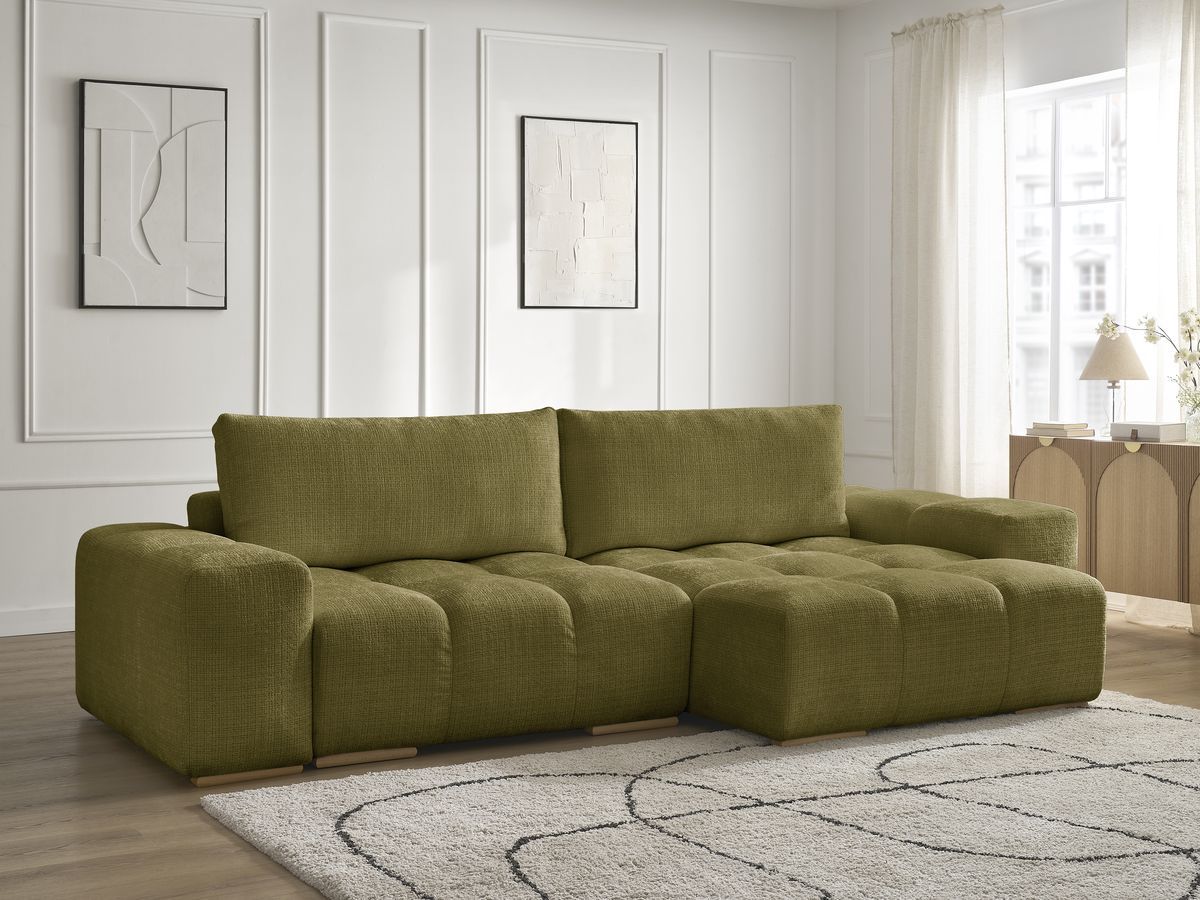 Bobochic Anakin Ecksofa, 2 Kissen Strukturstoff Grün