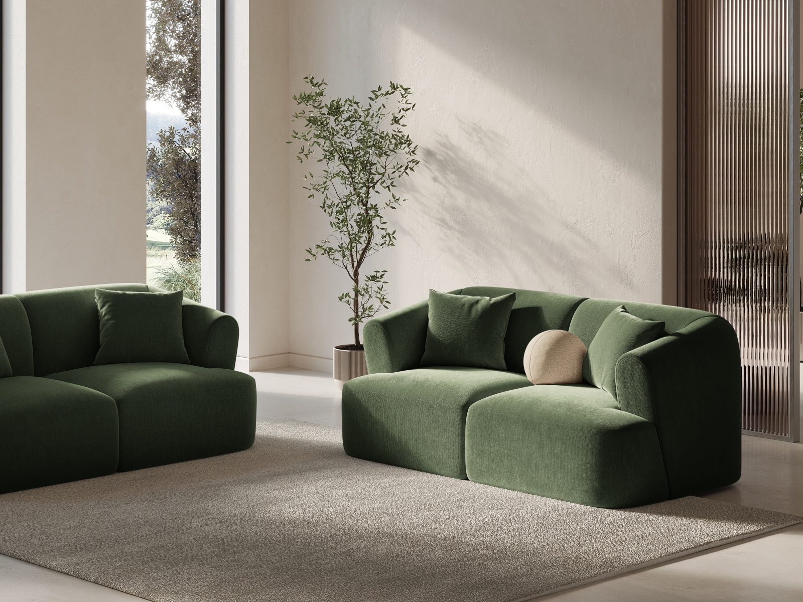 Cosmopolitan Design Sofa Campi 2-Sitzer Samt Vogue Grün