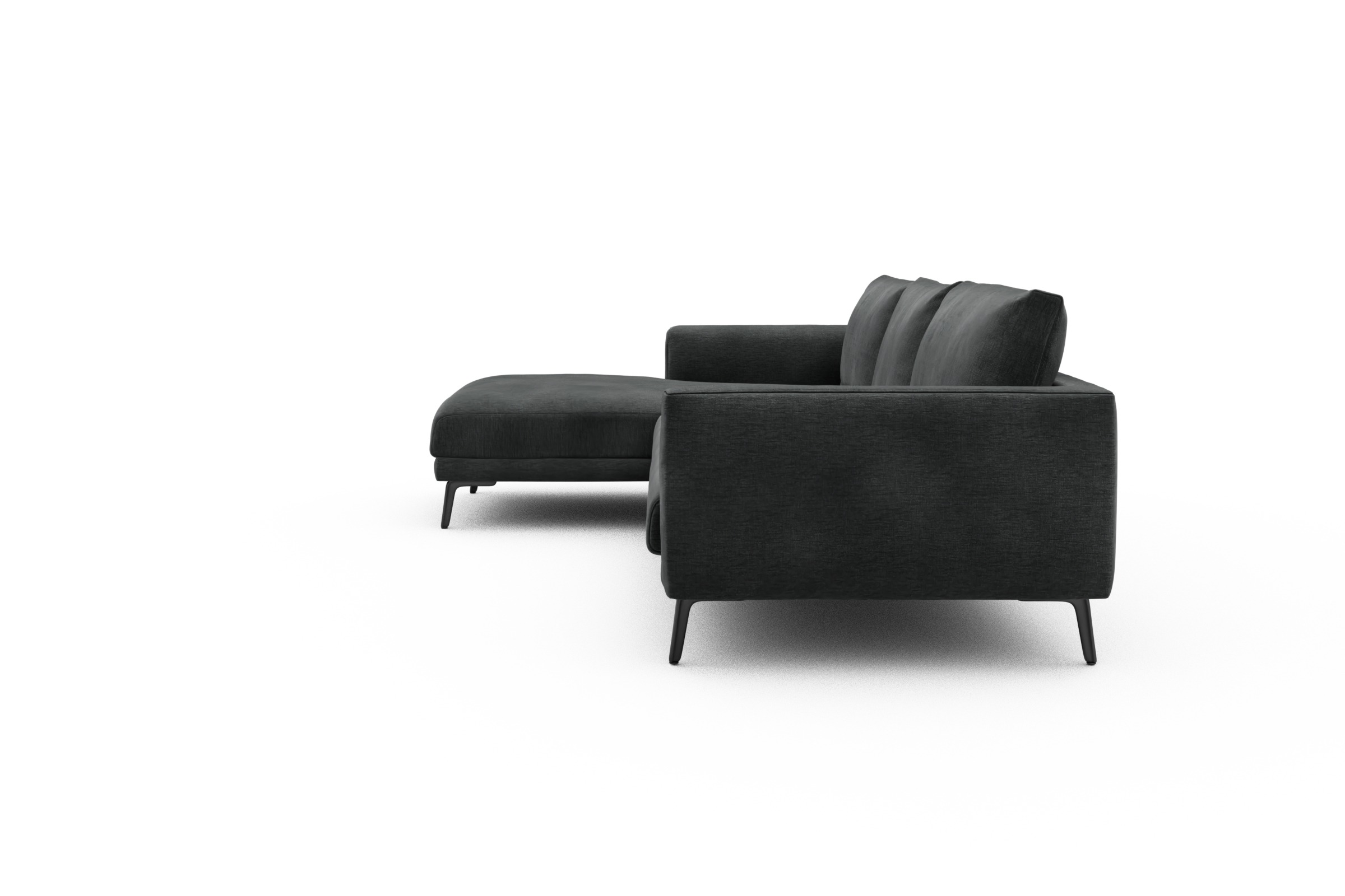 Ecksofa Karl Chaiselongue links mit 2,5-Sitzer Smooth-Deep-Warm-Grey