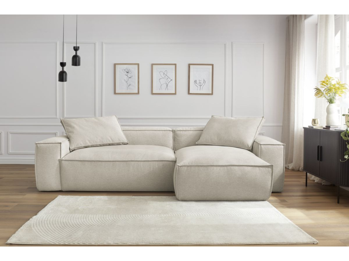 Bobochic Boheme Ecksofa, 2 Kissen Melange-Stoff Beige