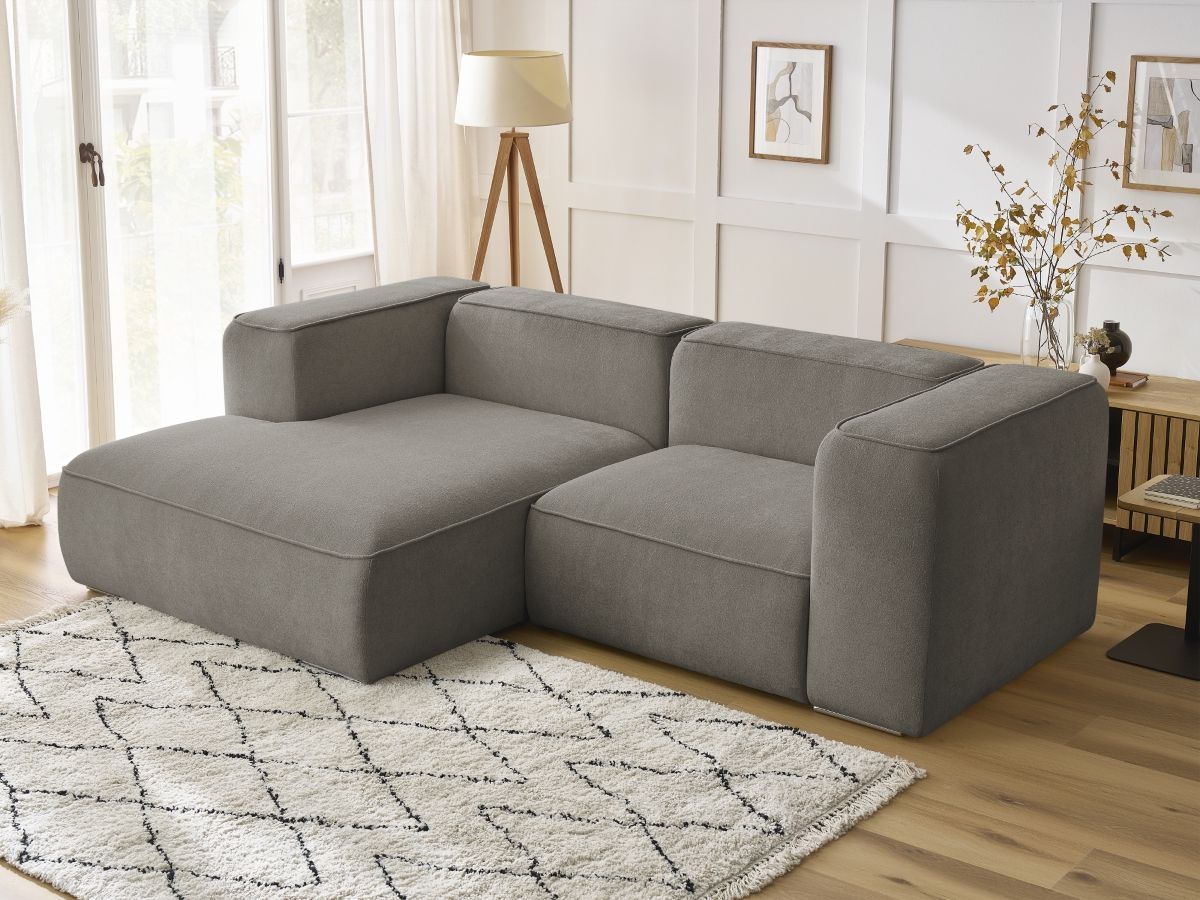 Bobochic Zephyr Ecksofa 260 × 165 cm Strukturstoff Taupe Ecke links