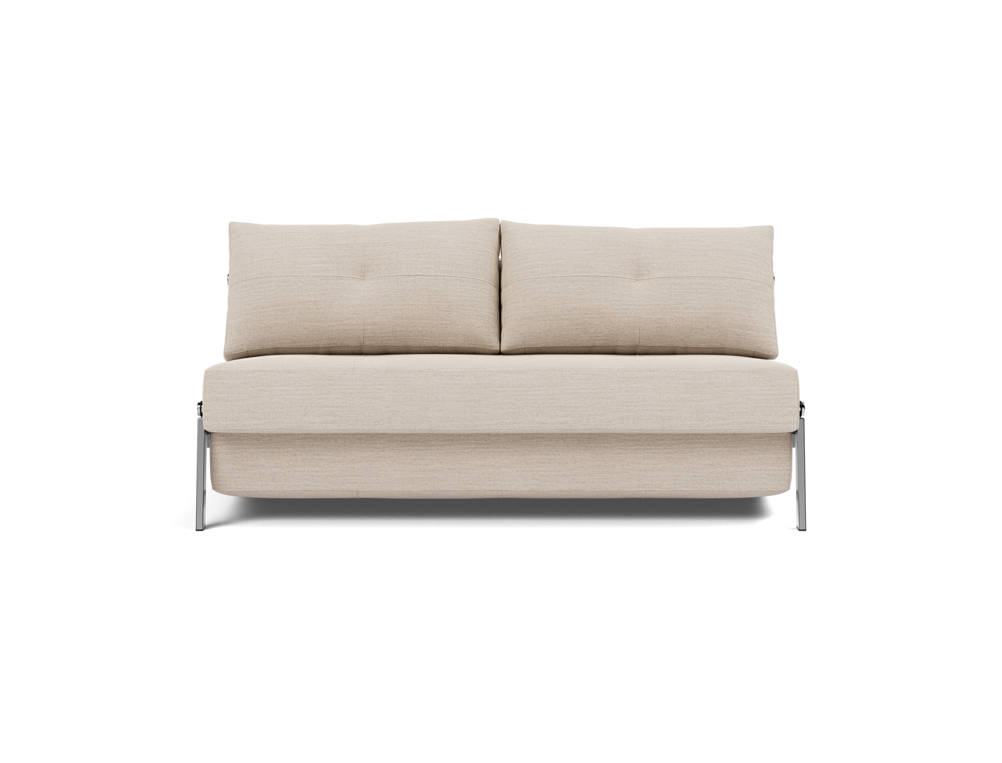 Schlafsofa Cubed 160 Webstoff Blida 612-Sand-Grey Beine Chrom
