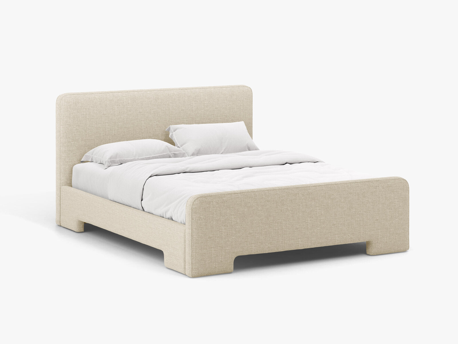 Micadoni Eda Bett mit Kopfteil Strukturierter Stoff Bjorn Beige 160x200