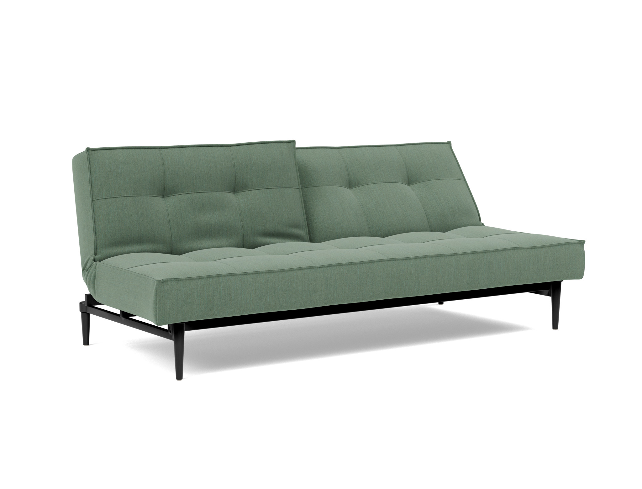 Schlafsofa Splitback Flachgewebe Elegance 518-Green Beine Styletto Eiche schwarz