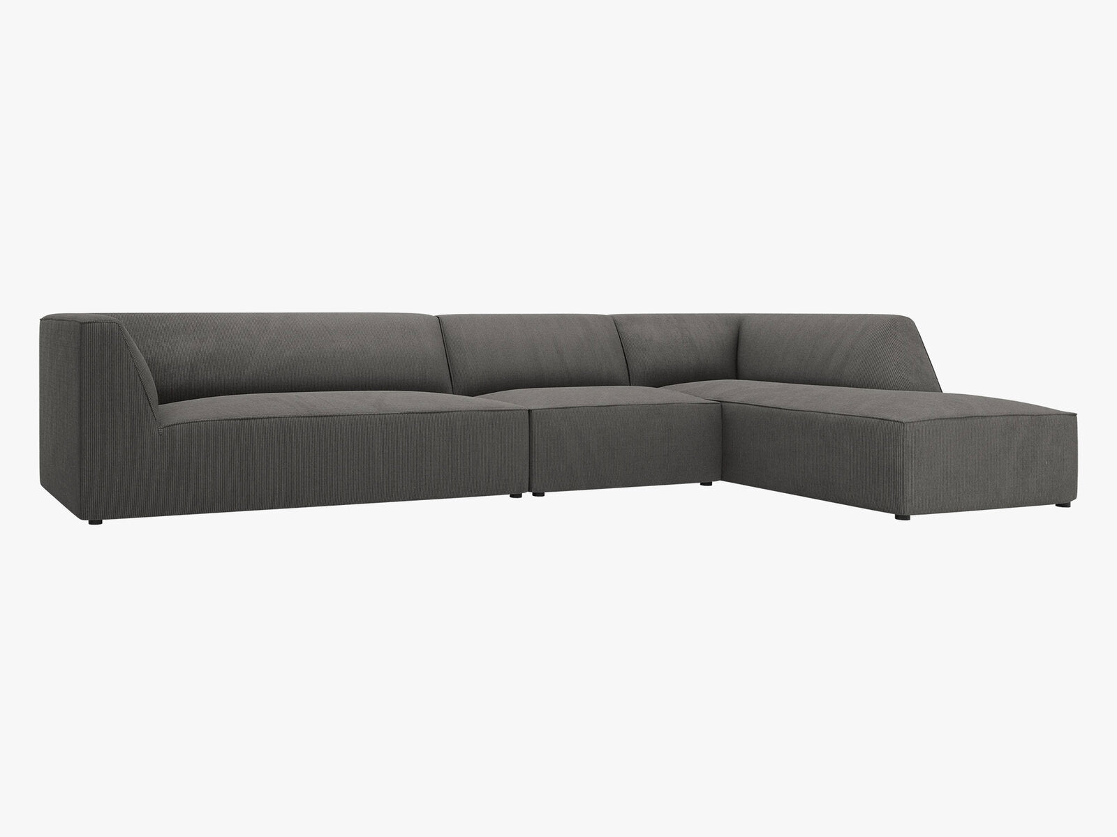 Micadoni Ecksofa Ruby 5-Sitzer Rechts Kord Scala Dunkelgrau