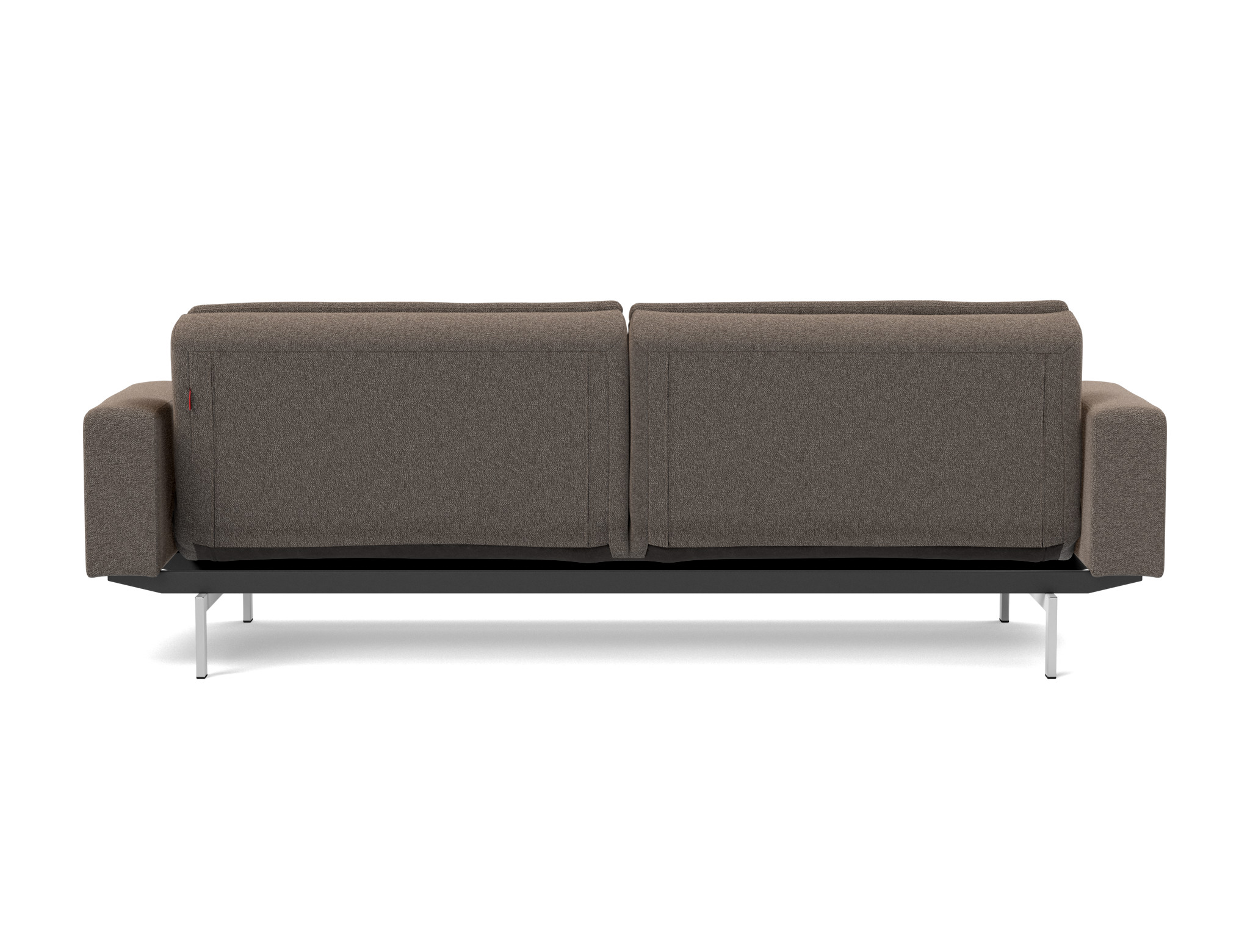 Schlafsofa Dublexo mit Armlehnen Boucle Skandi 530-Taupe Beine Chrom