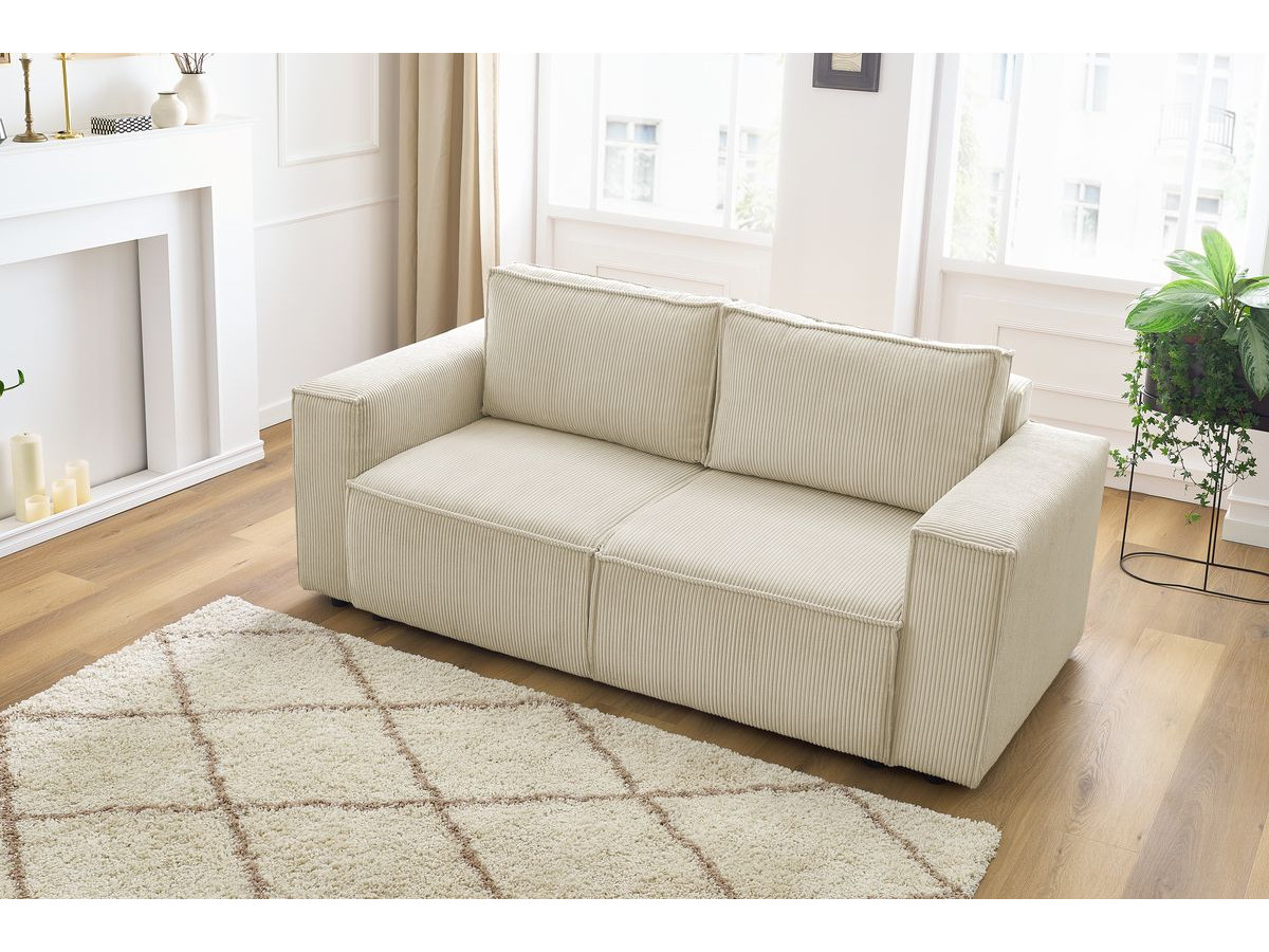 Bobochic Nihad Sofa 2-Sitzer Cordsamt Beige