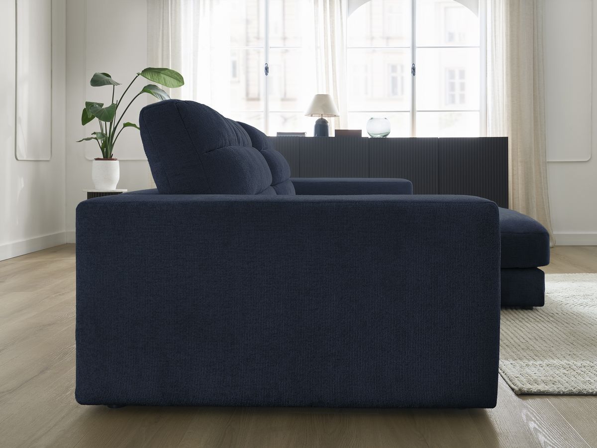 Bobochic Sierra Ecksofa Strukturstoff Dunkelblau Ecke rechts