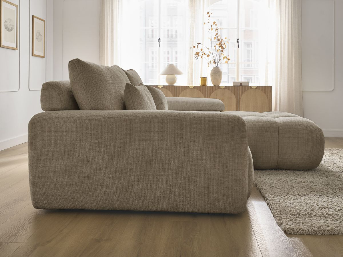 Bobochic Ivane Ecksofa Strukturstoff Taupe Ecke rechts