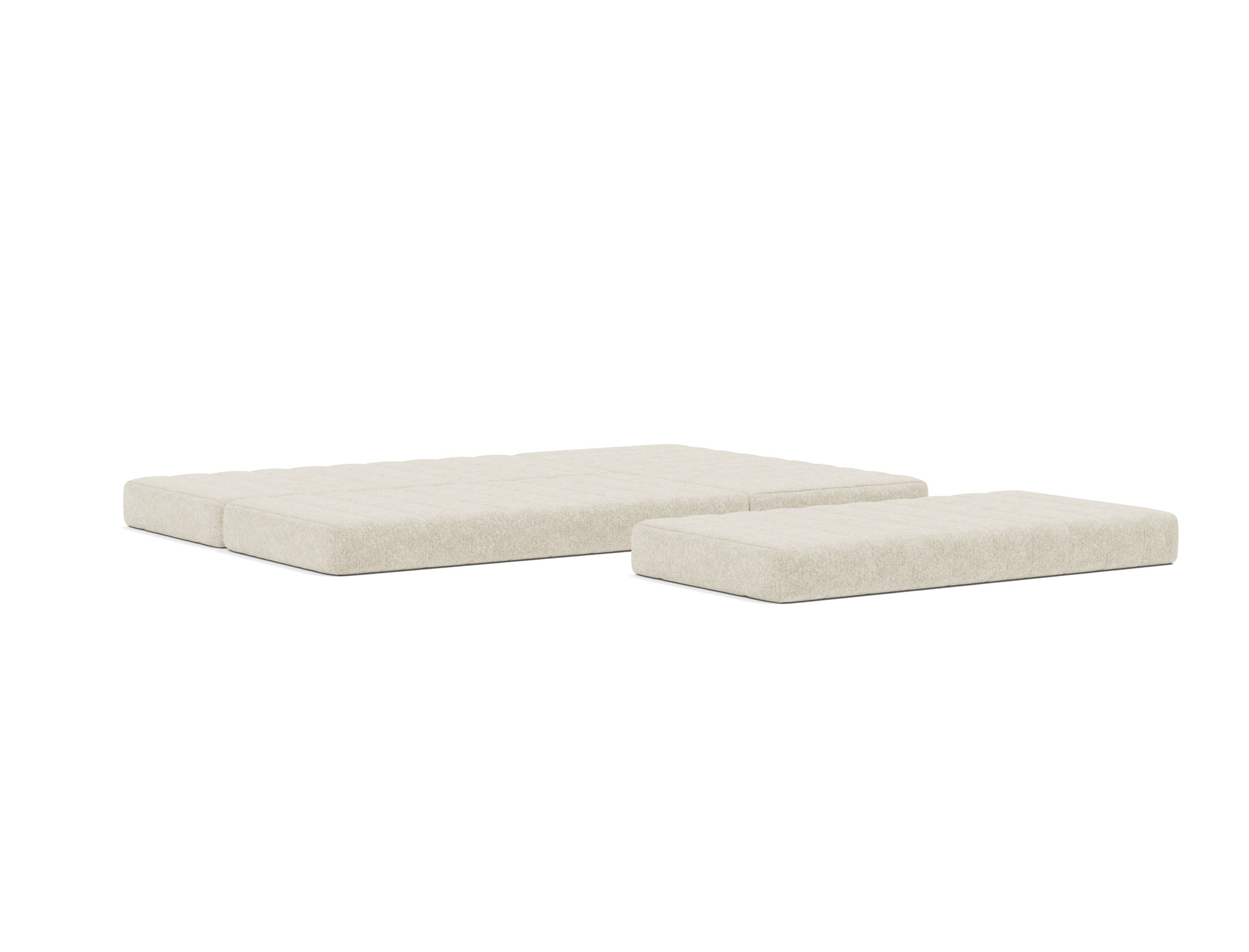 Eck-Schlafsofa CozyPad L-Form mit Armlehne Strukturierter Stoff Taura 357-Off-White