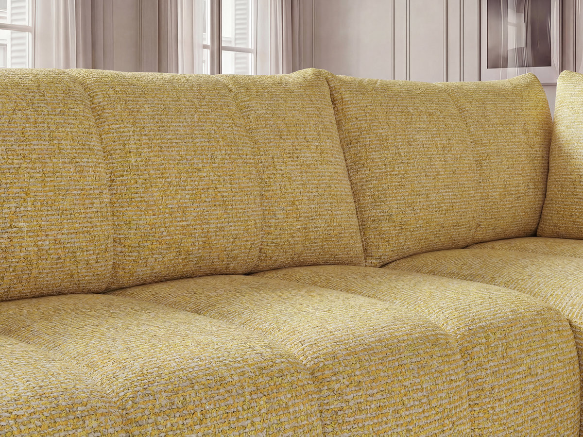 Bobochic Nesty Ecksofa in L-Form, 256 cm, mit Pouf Melange-Stoff Gelb Ecke rechts
