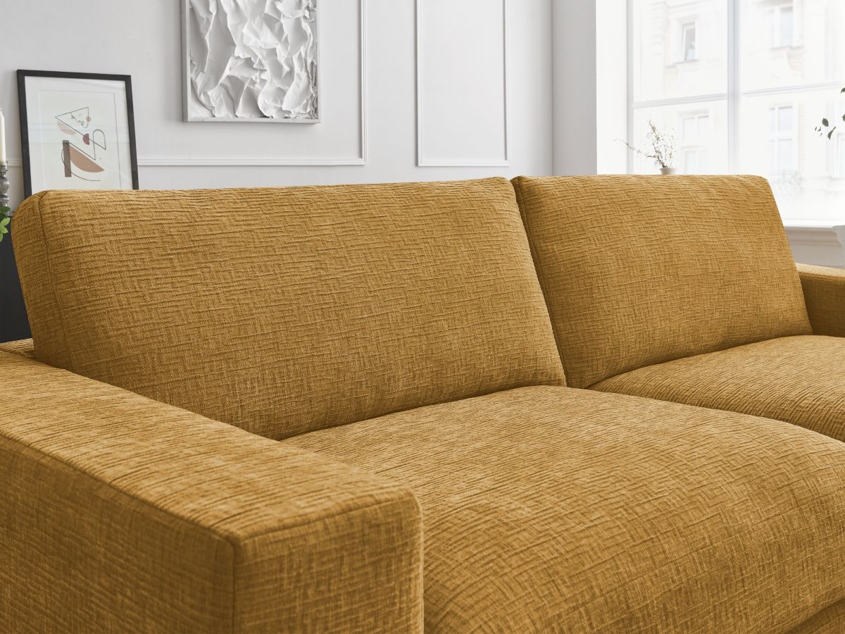 Bobochic Leonard Ecksofa 274 × 159 cm Strukturstoff Gelb Ecke rechts
